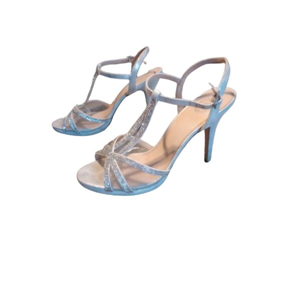 I Miller Women's Size 8.5 Sparkly Silver High Heel Shoes - Picture 2 of 7